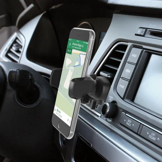 Alt view image 7 of 7 - Easy One Touch Mini Air Vent Car Mount Holder Cradle for iPhone Xs Max R 8 Plus 7  Galaxy S10 E S9 S8 Plus Edge Note 9 & Other Smartphone 2.2 x 4.8 x 5.7 inches