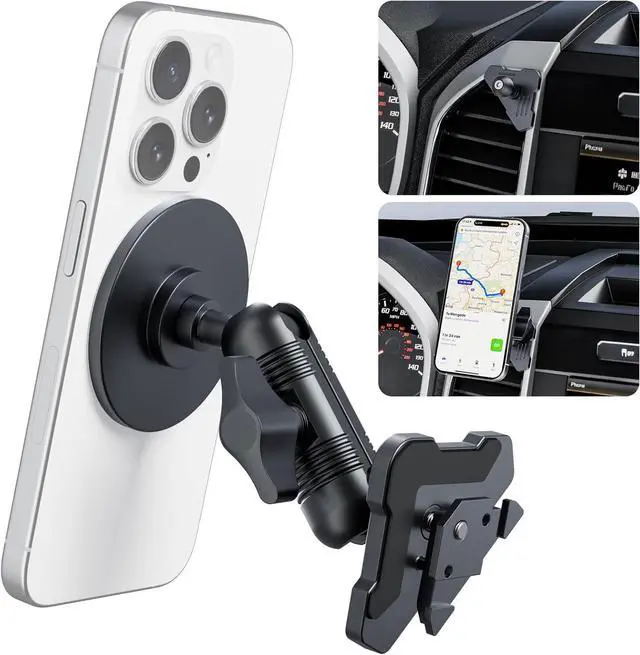 Main image of CNC Vent Phone Holder Magnetic Air Vent Phone Holder Cradles Mount Compatible with F150 2015-2020 & Super Duty F250 F350 F450 2017-2021 Full Metal Bracket for Most CellPhones