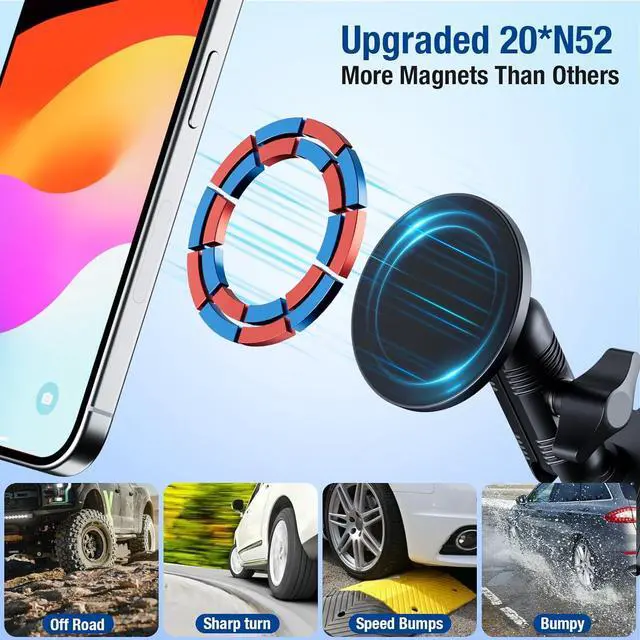 Alt view image 4 of 7 - CNC Vent Phone Holder Magnetic Air Vent Phone Holder Cradles Mount Compatible with F150 2015-2020 & Super Duty F250 F350 F450 2017-2021 Full Metal Bracket for Most CellPhones