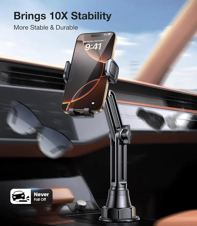 Alt view image 2 of 7 - Cup Holder Cell Phone Holder for Car Mount Car Cup Phone Holders for Your Car Phone Holder Trucks SUVs Compatible with iPhone 16 15 14 13 Plus Pro Max Galaxy S24 All 4-7 Phone