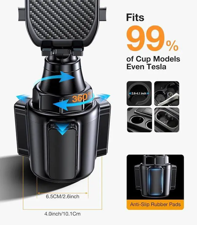 Alt view image 3 of 7 - Cup Holder Cell Phone Holder for Car Mount Car Cup Phone Holders for Your Car Phone Holder Trucks SUVs Compatible with iPhone 16 15 14 13 Plus Pro Max Galaxy S24 All 4-7 Phone