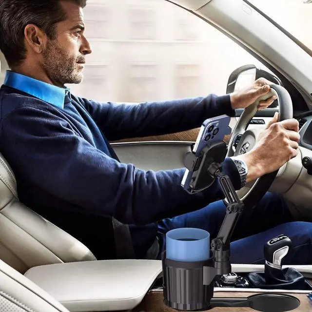 Alt view image 4 of 7 - Phone Holders for Your Car Cupholder 2 in 1 Cell Phone Holder Mount with Cup Holder Expandable Base 360 Degree Rotating Neck Fits All 4-7 Smartphones and Most Bottles 1 Pack