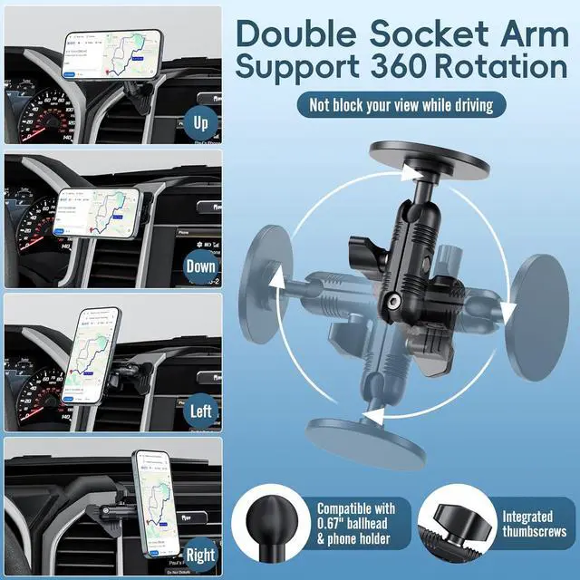 Alt view image 4 of 7 - Magnetic Vent Phone Mount Compatible with 2015-2020 Ford F-150 2017-2021 Super Duty & 2018-2021 Expedition Car Full Metal Phone Holder Cradles Bracket Stand for All Smartphone