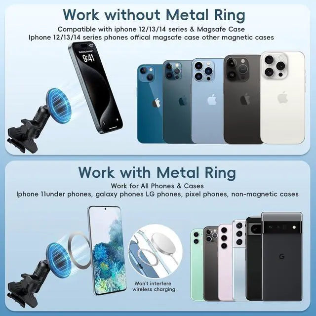 Alt view image 7 of 7 - Magnetic Vent Phone Mount Compatible with 2015-2020 Ford F-150 2017-2021 Super Duty & 2018-2021 Expedition Car Full Metal Phone Holder Cradles Bracket Stand for All Smartphone