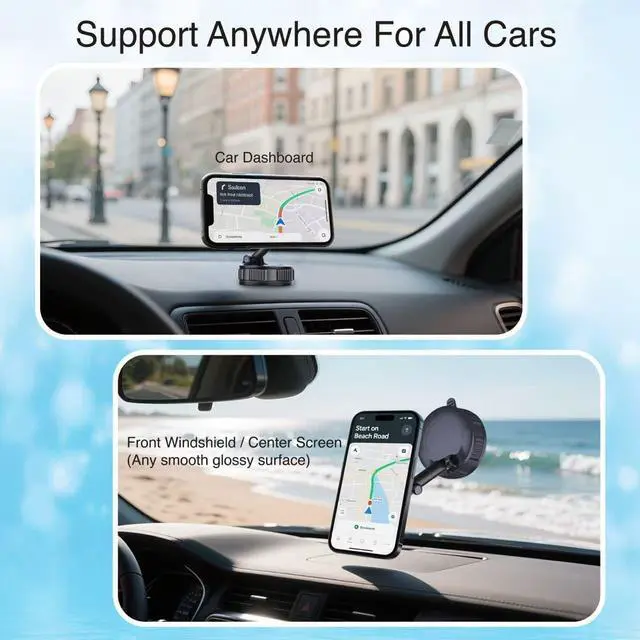 Alt view image 3 of 6 - l 360° Rotation Magnetic Phone Holder MagSafe Car Phone Mount 108lbs Nano Gel Vacuum Suction Cup Base 3000GF Magnet for iPhone 16/15 Pro Max & Android Stable On Dashboad&Windshield