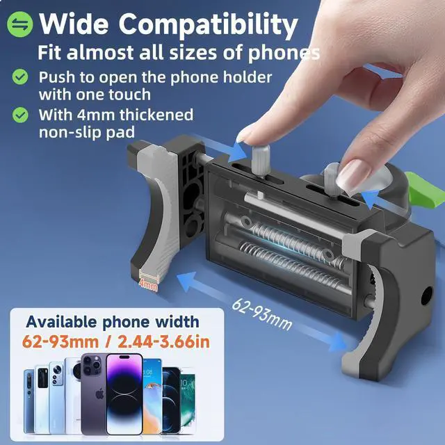 Alt view image 6 of 7 - HEMMOTOP Suction Cup Car Phone Mount, 12 in Heavy Duty Metal Cell Phone Holder for Windshield, 360° Rotation Vacuum Magic Arm for iPhone All Smartphone & Cars Truck