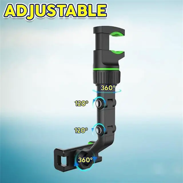 Alt view image 2 of 6 - 360° Car Rearview Mirror Mount Stand Holder for Cell Phone and GPS 2023 New Universal Adjustable Phone Holder Can Be Fixed and Adjusted Automobile Cradles Suitable for All Phone Models