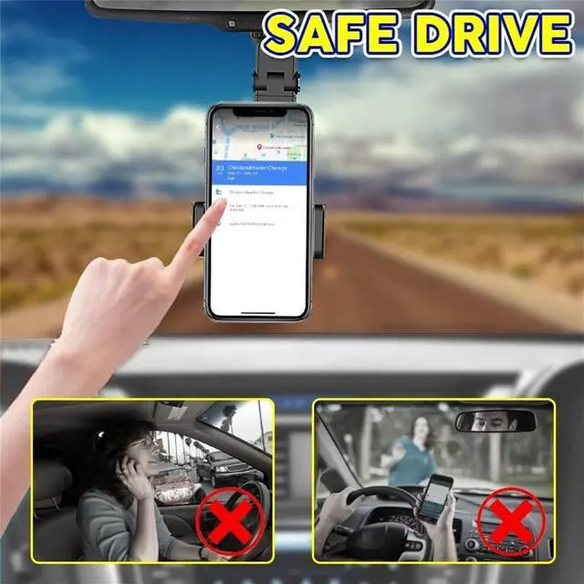 Alt view image 5 of 6 - 360° Car Rearview Mirror Mount Stand Holder for Cell Phone and GPS 2023 New Universal Adjustable Phone Holder Can Be Fixed and Adjusted Automobile Cradles Suitable for All Phone Models