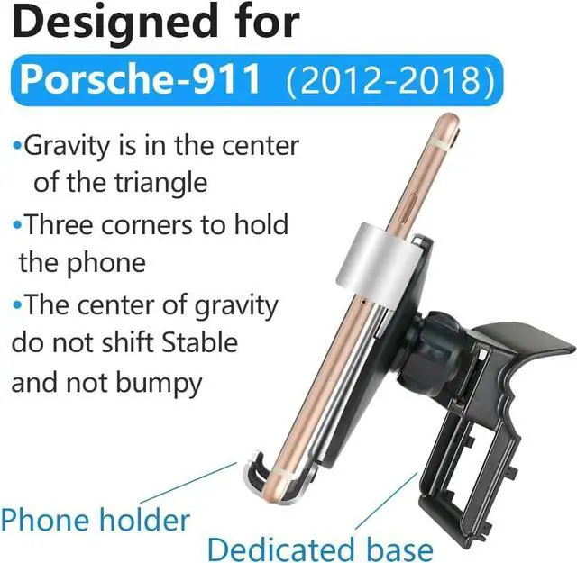 Alt view image 6 of 6 - Car Phone Holder for Porsche 911 2013 2014 2015 2016 2017 2018 2019 GT2 GT3 RS R Coupe Convertible Carrera Cabriolet Speedster Targa Turbo Auto Accessories Cell Phones Mount Cellphone Cradle