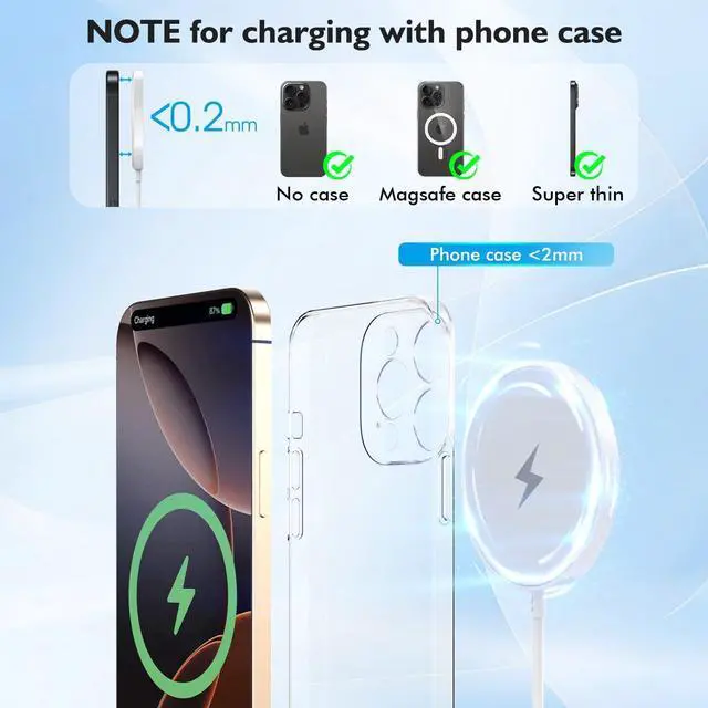 Alt view image 5 of 7 - Long 6FT Magnetic Wireless Charger Fast  iPhone MagSafe Charger Mag-Safe Quick  Wireless Charging Pad Magnet Charge Pad USB Type C Charge Block Adapter for iPhone 16/16Pro Max/15/14/13/12/11