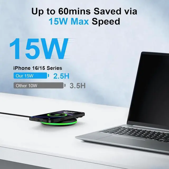 Alt view image 3 of 7 - Wireless Charger Fast Charging Pad for  Galaxy S25 Ultra/S25 Plus/S24 FE/S24Ultra/S23/S22/S21/S20 15W Android Phone Wireless Charging Station with Adapter for Google Pixel 9a 9 Pro XL 8
