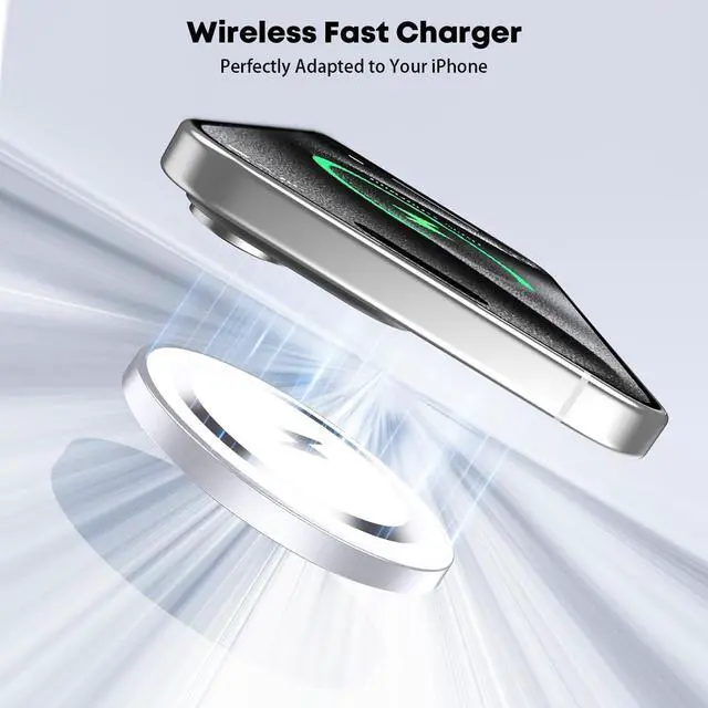Alt view image 4 of 7 - Magnetic Wireless Charger for iPhone 2Pack 6.6FT  Mag-Safe Charger Wireless Charging Magnetic Cable with USB C Fast Charging Block for iPhone 16/16 Pro/Pro Max/15/14/13/12/Plus AirPods 3/2/Pro 2