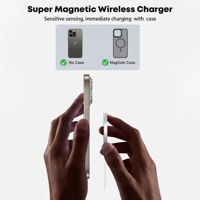 Alt view image 5 of 7 - Magnetic Wireless Charger for iPhone 2Pack 6.6FT  Mag-Safe Charger Wireless Charging Magnetic Cable with USB C Fast Charging Block for iPhone 16/16 Pro/Pro Max/15/14/13/12/Plus AirPods 3/2/Pro 2