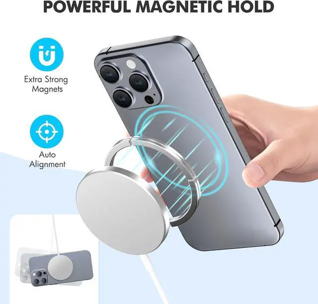Alt view image 3 of 7 - 3-Pack Magnetic Wireless Charger Pad: 15W Fast Magnetic Qi Charging Pad for  - iPhone 16 16e 15 14 13 12 Series - AirPods 4 3 2 Pro - Home Office Travel (White)
