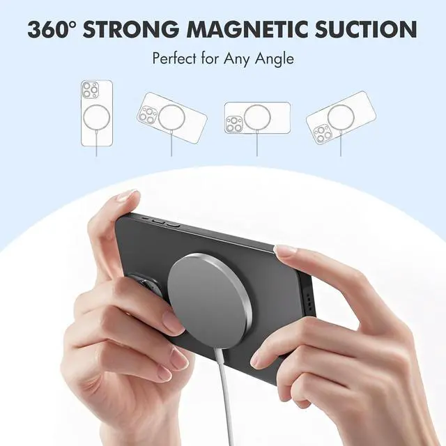Alt view image 4 of 7 - 3-Pack Magnetic Wireless Charger Pad: 15W Fast Magnetic Qi Charging Pad for  - iPhone 16 16e 15 14 13 12 Series - AirPods 4 3 2 Pro - Home Office Travel (White)