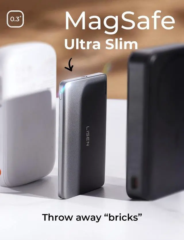 Alt view image 2 of 7 - 0.3 Ultra Slim MagSafe Portable Charger 5000mAh Wireless Card Slim MagSafe Battery Pack Travel Essentials iPhone Accessories Magnetic Power Bank for 17 Air iPhone 16 Pro Max Plus/15/14/13/12