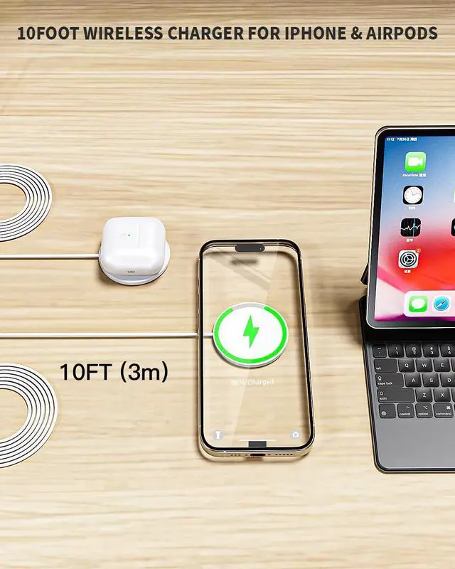 Alt view image 6 of 7 - 10FT Magnetic Charger for iPhone 15W Fast Mag Safe Wireless Charging Pad for iPhone16 Pro Max/16 Plus/15 Pro Max Magnet iPhone Wireless Charger Stand Mag safe for iPhone16/15/14/13/12 AirPods 3/2/Pro