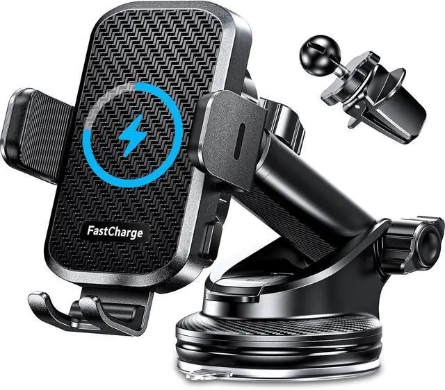 Main image of CHGeek Wireless Car Charger with Phone Holder Mount, 15W Fast Charging Auto Clamping Phone Holders for You Car Windshield Dashboard Air Vent Accessories for iPhone, Samsung Galaxy, Google, etc