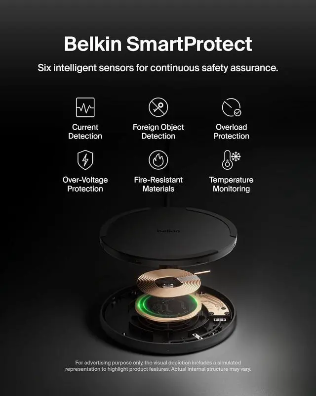 Alt view image 4 of 7 - Wireless Charging Pad 15W - Qi Charger Charging Station for  iPhone 16 iPhone 15/14/13 Series AirPods  Galaxy S25 Galaxy S24 Pixel - Power Supply and Cable Included - Black