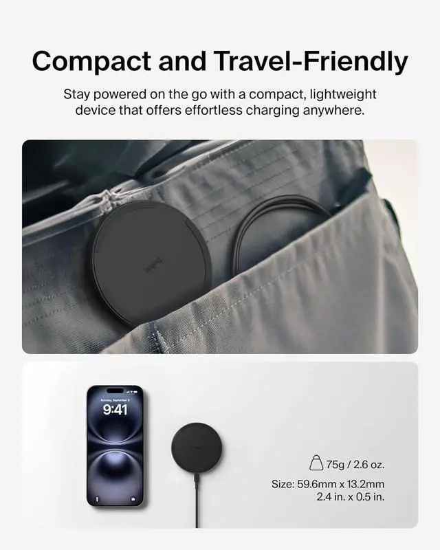 Alt view image 5 of 7 - Wireless Charging Pad 15W - Qi Charger Charging Station for  iPhone 16 iPhone 15/14/13 Series AirPods  Galaxy S25 Galaxy S24 Pixel - Power Supply and Cable Included - Black