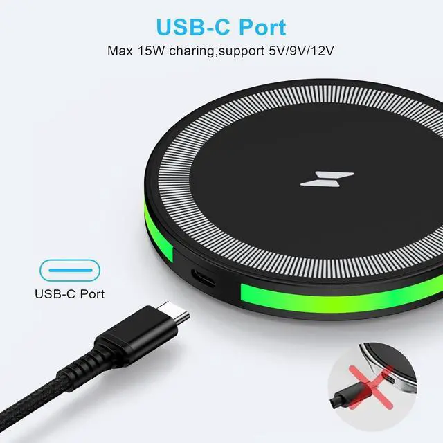Alt view image 4 of 7 - Wireless Charger Fast Charging Pad Android Charging Station Wireless Phone Charger for Android  Galaxy S25 Ultra S25 Plus S25 S24 S23 S22 S21 S20 S10 iPhone 16 Pro Max Plus 15 14 13 12