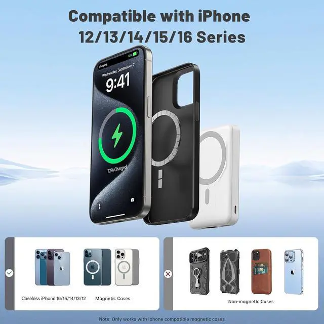 Alt view image 6 of 7 - Wireless Portable Charger with Stand Slim 10000mAh Magnetic Power Bank for Magsafe 22.5W Fast Charging Battery Pack with Digital Display Compatible with iPhone 16/15/14/13/12 Series