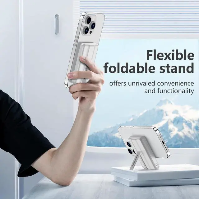 Alt view image 7 of 7 - Wireless Portable Charger with Stand Slim 10000mAh Magnetic Power Bank for Magsafe 22.5W Fast Charging Battery Pack with Digital Display Compatible with iPhone 16/15/14/13/12 Series