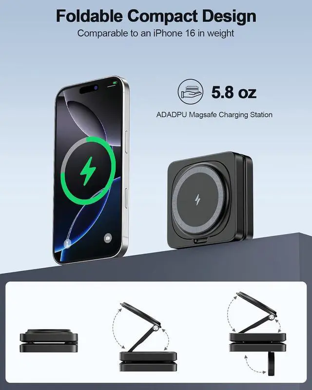 Alt view image 3 of 7 - 2025 Magnetic Wireless Charging Station - 3 in 1 Foldable Mag-Safe Charger Stand for Multiple  Devices Travel Charging Pad for iPhone 16 15 14 13 12 Pro Max Plus  Watch AirPods