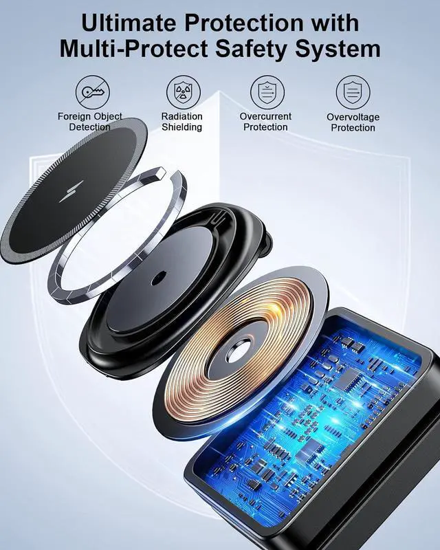 Alt view image 6 of 7 - 2025 Magnetic Wireless Charging Station - 3 in 1 Foldable Mag-Safe Charger Stand for Multiple  Devices Travel Charging Pad for iPhone 16 15 14 13 12 Pro Max Plus  Watch AirPods