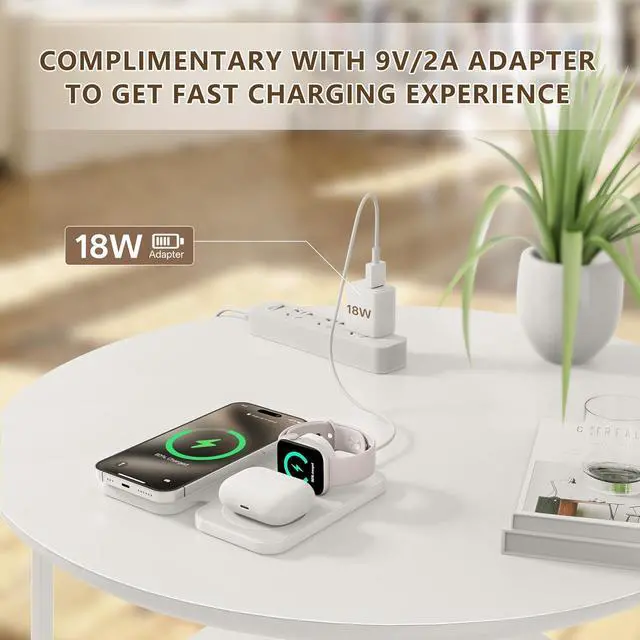 Alt view image 5 of 7 - 2025 Traveling Portable Wireless Mag-Safe Fast Charging Station Magnetic 3 in 1 Charger for iPhone 16 15 14 13 12 Pro Max Plus  Watch Series & Air pods 4 3 2 Pro-Gifts for Family