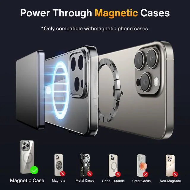 Alt view image 4 of 7 - 0.3 Ultra Slim MagSafe Power Bank 5000mAh Card-Thin Fast Charging Portable Charger Qi Certified Magnetic Battery Pack Temp Control Wireless Charger for iPhone 17/16/15/14/13/12 Pro Max Air