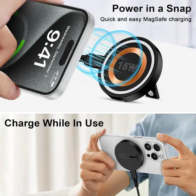 Alt view image 3 of 7 - Wireless Charger Android Fast Charging Pad Wireless Phone Charger for  Galaxy S25 S24 Ultra S24+ S24 S23 S22 S21 S20 Magnetic Magsafe Wireless Charger for iPhone 16 Pro Max Plus 15 14