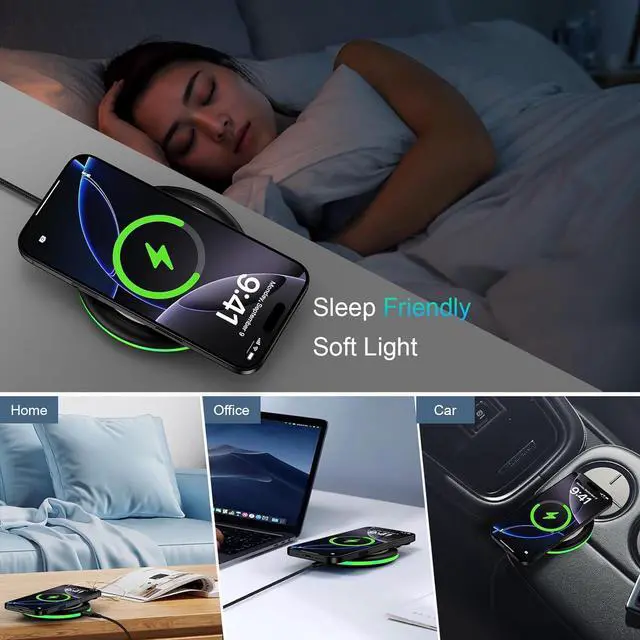 Alt view image 7 of 7 - Wireless Phone Charger Fast Charging Pad for  Galaxy S25 Ultra/S24 FE/S23/S22/S21/S20 Plus/Pixel 9a/9 Pro/9/8a/8/8 Pro/7a/7 Pro/7/6 Pro/15W Wireless Charger Station with QC 3.0 Adapter