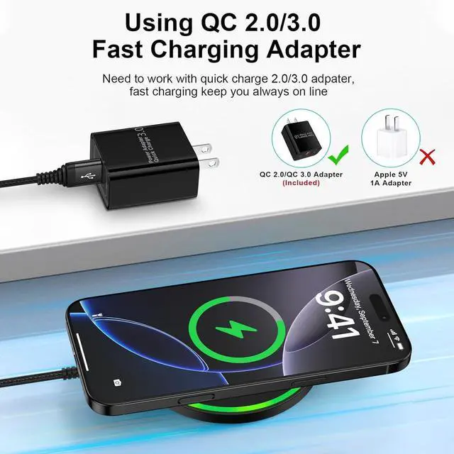 Alt view image 3 of 7 - 15W Wireless Charger Fast Charging Pad for Motorola Moto G Power 2025/razr+/G Stylus 5G 2024/Edge+ Android Wireless Charging Station with 18W Adapter for  Galaxy S25 Ultra S24 FE 23 Pixel 9 8a