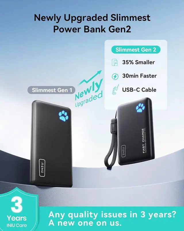 Alt view image 2 of 7 - Portable Charger Lightest 10000mAh 45W PD Power Bank USB C in&Out Fast Charging Battery Pack External Phone Powerbank Compatible with iPhone 16 15 14 13  S22 S21 Google iPad etc