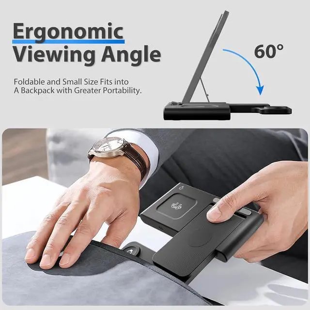 Alt view image 2 of 7 - Portable Wireless Fast Charger 3in1 for iPhone 16e 16 15 14 13 12 11 Pro Max for  Watch 10-2 Ultra Se Charging Station for  4 3 2 - Office Home Travel Nightstand Gifts for Family Black