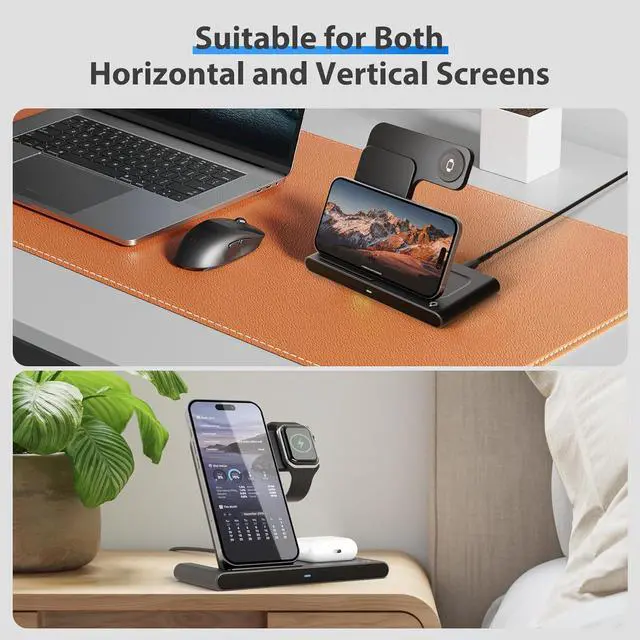 Alt view image 3 of 7 - Portable Wireless Fast Charger 3in1 for iPhone 16e 16 15 14 13 12 11 Pro Max for  Watch 10-2 Ultra Se Charging Station for  4 3 2 - Office Home Travel Nightstand Gifts for Family Black