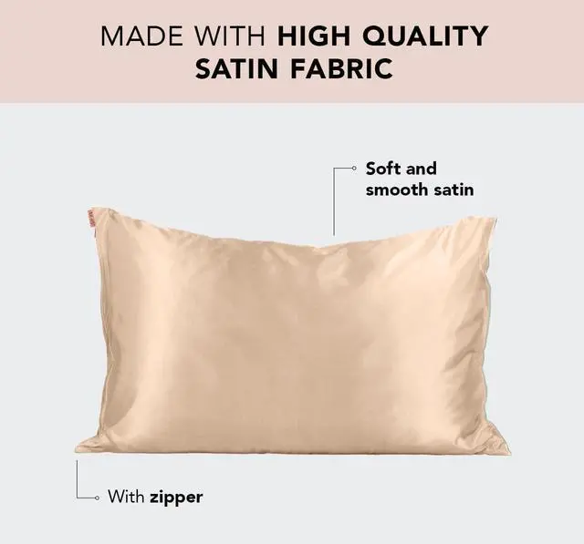 Alt view image 2 of 7 - Satin Pillowcase with Zipper for Hair & Skin Softer Than Silk Pillow Cases Queen Wrinkle-Free Smooth and Cooling Satin Pillow Covers Standard Size 19x26 - Champagne