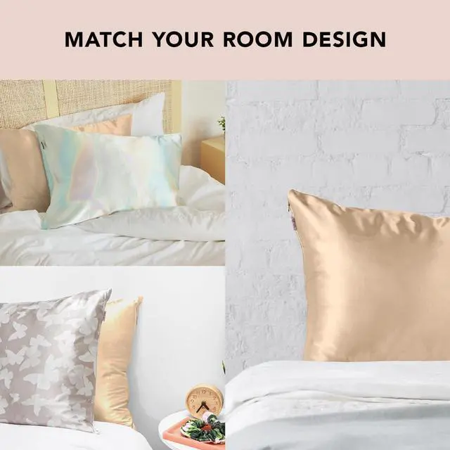 Alt view image 5 of 7 - Satin Pillowcase with Zipper for Hair & Skin Softer Than Silk Pillow Cases Queen Wrinkle-Free Smooth and Cooling Satin Pillow Covers Standard Size 19x26 - Champagne