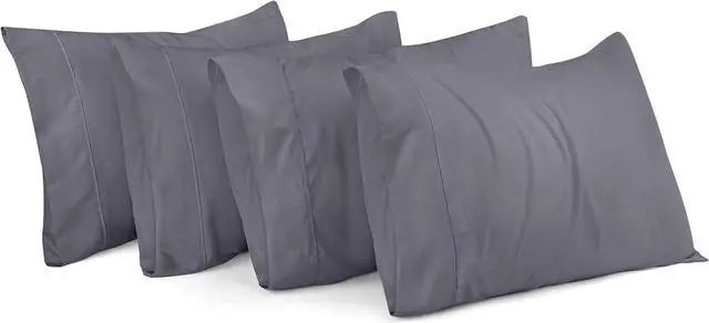Main image of Queen Pillow Cases - 4 Pack - Envelope Closure - Soft Brushed Microfiber Fabric - Shrinkage and Fade Resistant Pillow Covers Queen Size 20 X 30 Inches (Queen Grey)