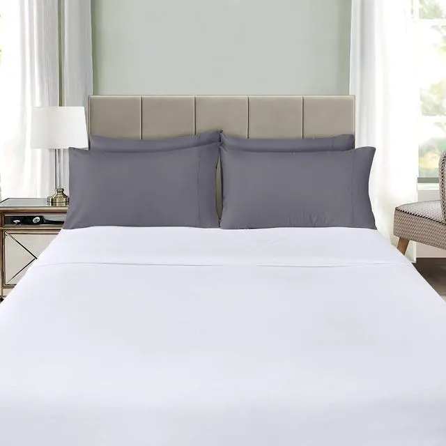 Alt view image 7 of 7 - Queen Pillow Cases - 4 Pack - Envelope Closure - Soft Brushed Microfiber Fabric - Shrinkage and Fade Resistant Pillow Covers Queen Size 20 X 30 Inches (Queen Grey)