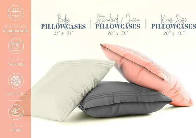 Alt view image 2 of 5 - Solid Pillowcases 1500 Premium Hotel Quality Microfiber - Smooth Weave, Wrinkle and Stain Resistant, Easy Slip-On, 2-Piece Set, King Pillowcase, Gray