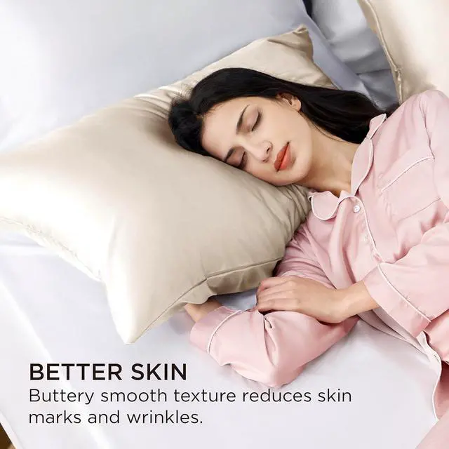 Alt view image 5 of 7 - Satin Pillowcase for Hair - Beige Satin Pillow Cases Standard Size with Zipper 2 Pack Similar to Silk Pillow Cases for Skin Silky & Soft Gifts for Women Men 20x26 Inches