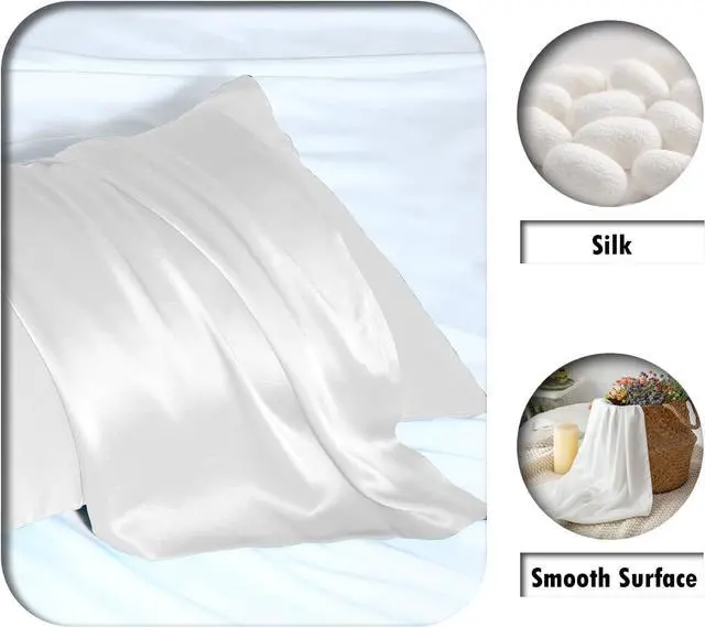 Alt view image 2 of 6 - Silk Pillowcase for Hair and Skin Soft Breathable and Sliky 100% Standard Size Pillow Cases Set of 2 Both Sides Natural Mulberry Silk Pillowcases with Hidden Zipper(Standard Size 20X 26 2pcs)