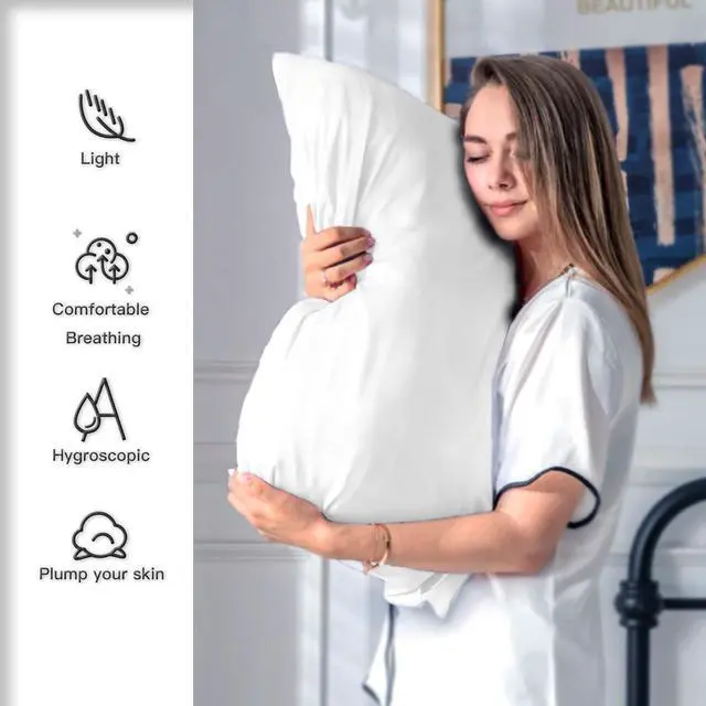 Alt view image 3 of 6 - Silk Pillowcase for Hair and Skin Soft Breathable and Sliky 100% Standard Size Pillow Cases Set of 2 Both Sides Natural Mulberry Silk Pillowcases with Hidden Zipper(Standard Size 20X 26 2pcs)