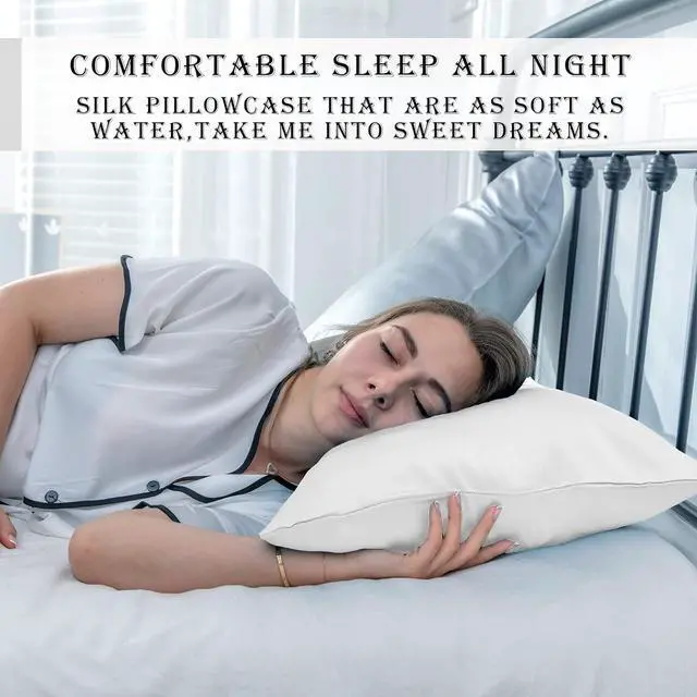 Alt view image 6 of 6 - Silk Pillowcase for Hair and Skin Soft Breathable and Sliky 100% Standard Size Pillow Cases Set of 2 Both Sides Natural Mulberry Silk Pillowcases with Hidden Zipper(Standard Size 20X 26 2pcs)