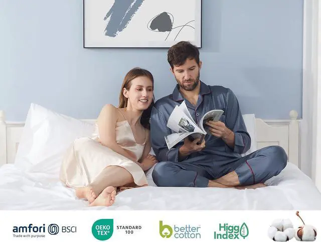 Alt view image 5 of 7 - Pillow Cases Standard Queen Size Cotton Percale Weave Pillowcases Pre-Shrunk Breathable and Hypoallergenic Pillowcases Set of 2 (2 Piece Standard/Queen 20 Inch x 30 Inch White)