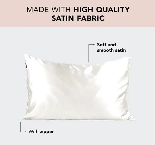 Alt view image 2 of 7 - Satin Pillowcase with Zipper for Hair & Skin Softer Than Silk Pillow Cases Queen Size Set of 2 Wrinkle-Free Smooth and Cooling Satin Pillow Covers Standard Size 19x26 - Ivory 2pcs