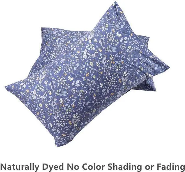 Alt view image 3 of 7 - Blue Standard Size Pillowcase Set of 2 100% Long Staple Pure Cotton Envelope Closure Pillow Cover 20×30 Inch