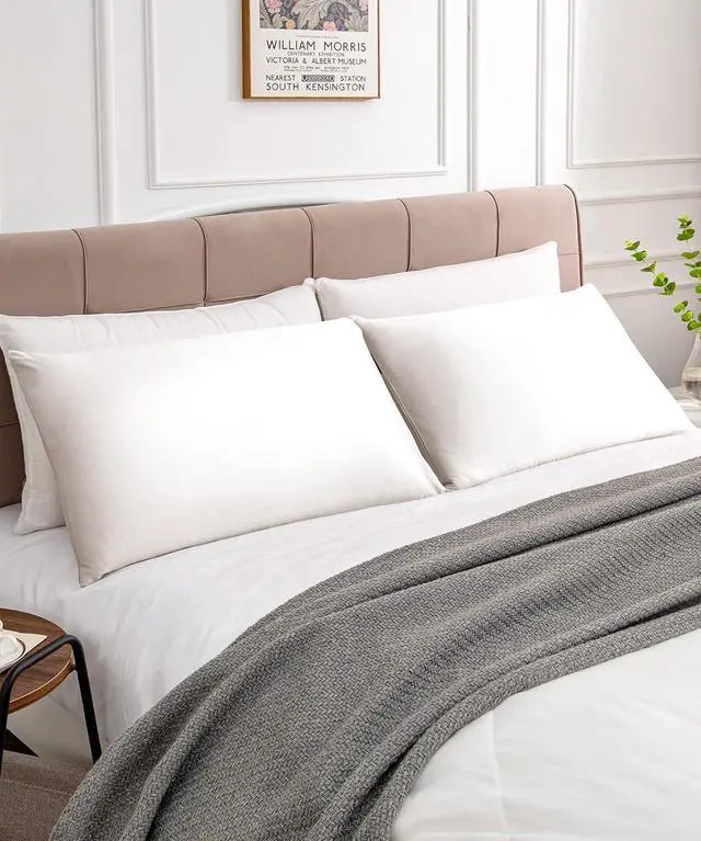 Alt view image 2 of 6 - Cotton Pillow Cases Standard Size Set of 2 600 Thread Count Pillowcases 20x26 Inches Soft Long Staple Cotton Pillowcases Breathable with Envelope Closure White